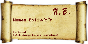 Nemes Bolivár névjegykártya